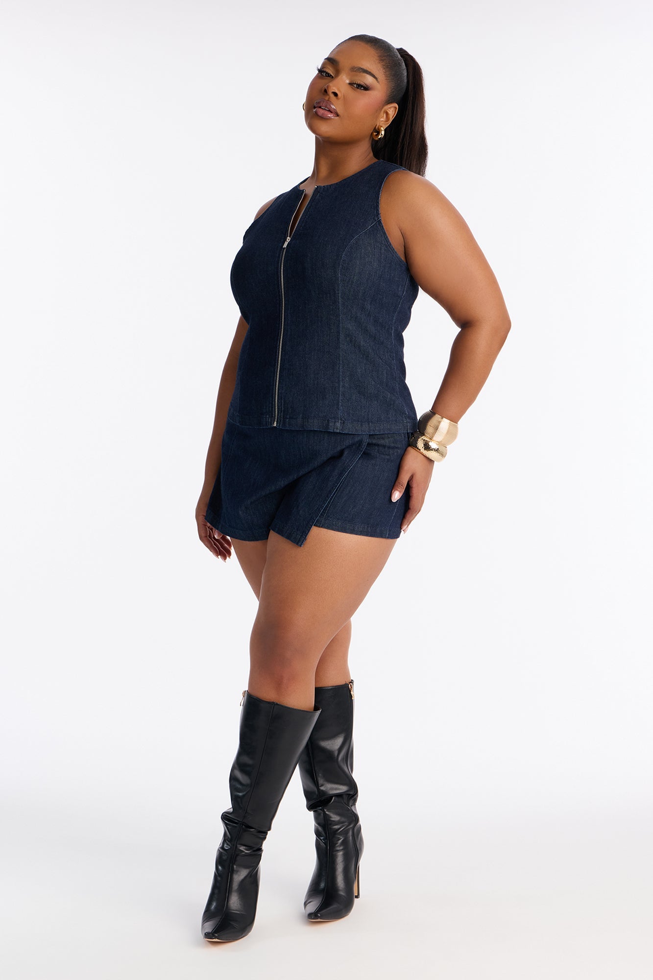 Ashtin Denim Mini Skort - Indigo