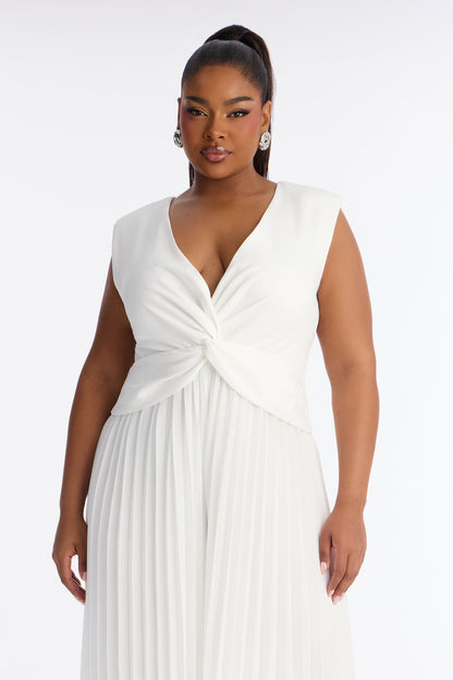 Lucille Chiffon Wide Leg Jumpsuit - White