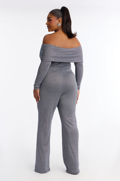 Trina Off Shoulder Wide Leg Jumpsuit - Denim