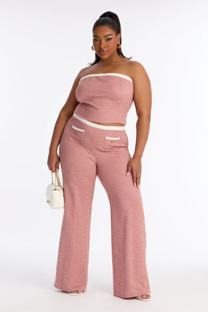 Maybelle Knit Tweed Pant Set - Mauve
