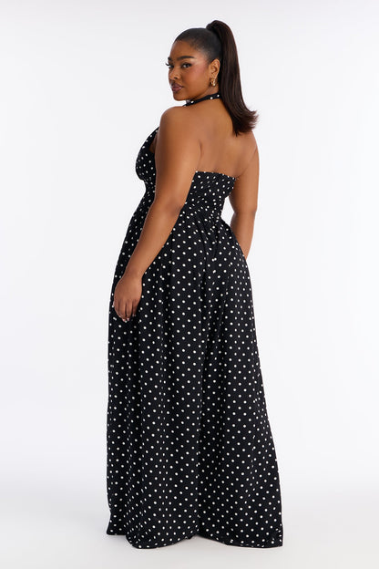 Lighter Than Air Polka Dot Jumpsuit - Black/White