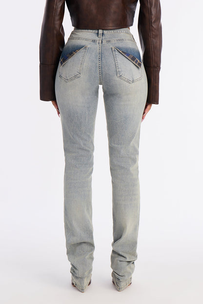 Yes Please Low Rise Stacked Skinny Jeans - Vintage Wash