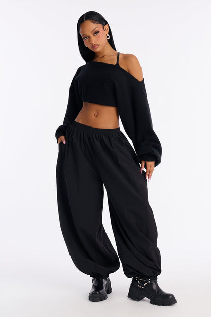Serafina Windbreaker Low Rise Jogger Pant 28″ - Black