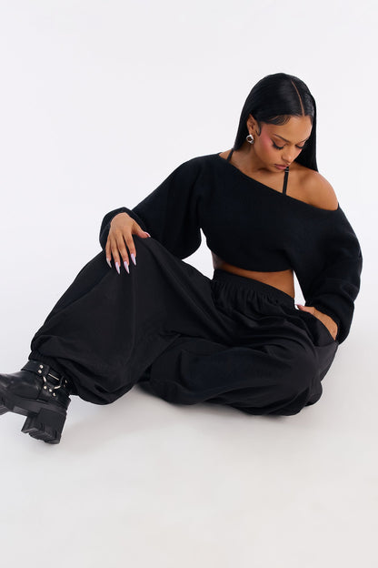 Serafina Windbreaker Low Rise Jogger Pant 28″ - Black