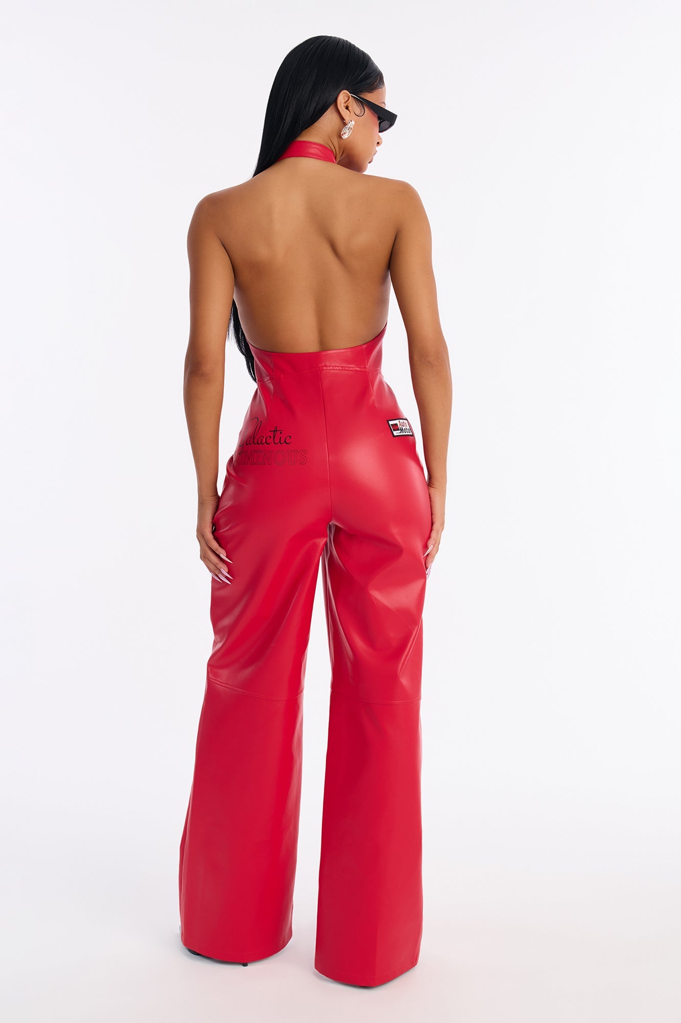 Game Changer Faux Leather Jumpsuit - Red