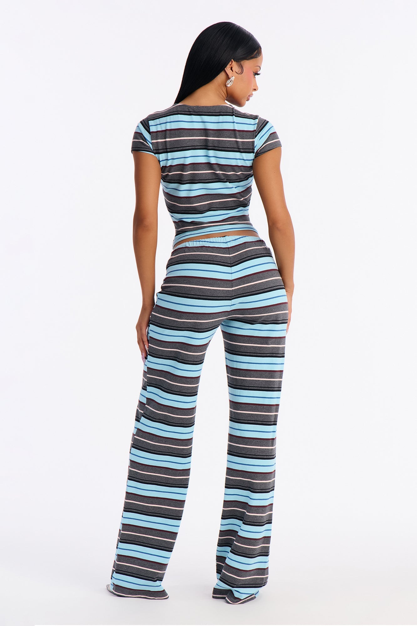 Carly Striped Pant Set - Blue/combo
