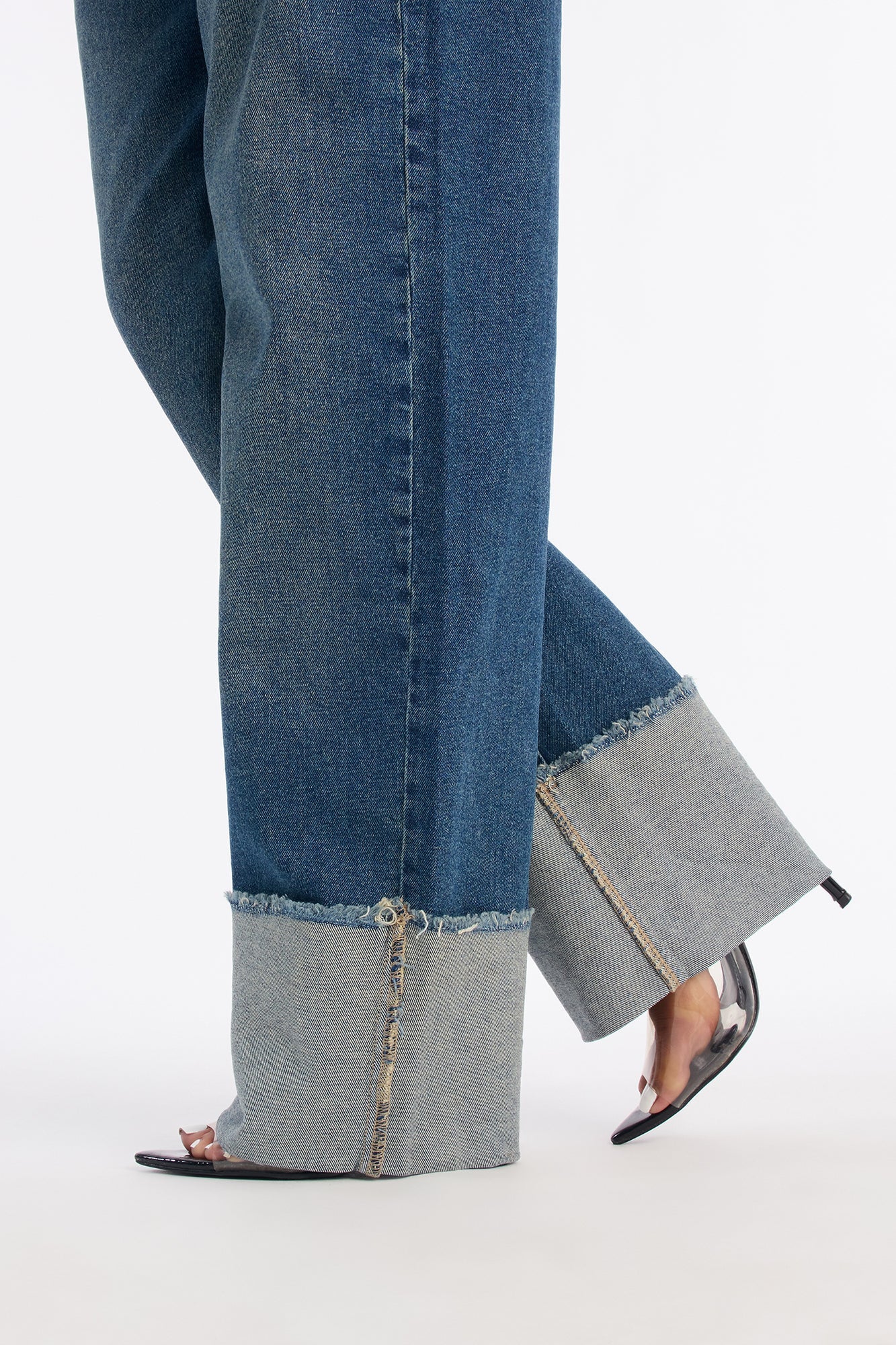 More To Come Cuffed Wide Leg Jeans - Dark Wash