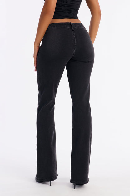 Concert Buddies Lace Up Bootcut Jeans - Black Wash
