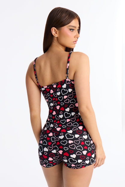 Always Love You Cami PJ Romper Onesie - Black/combo