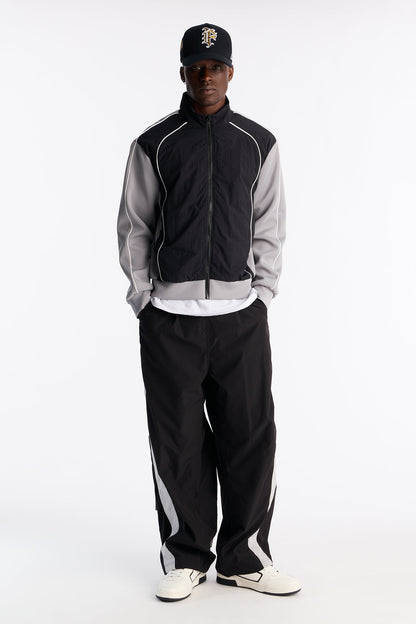 Scuba Fleece Paneled Jacket - Black/Grey