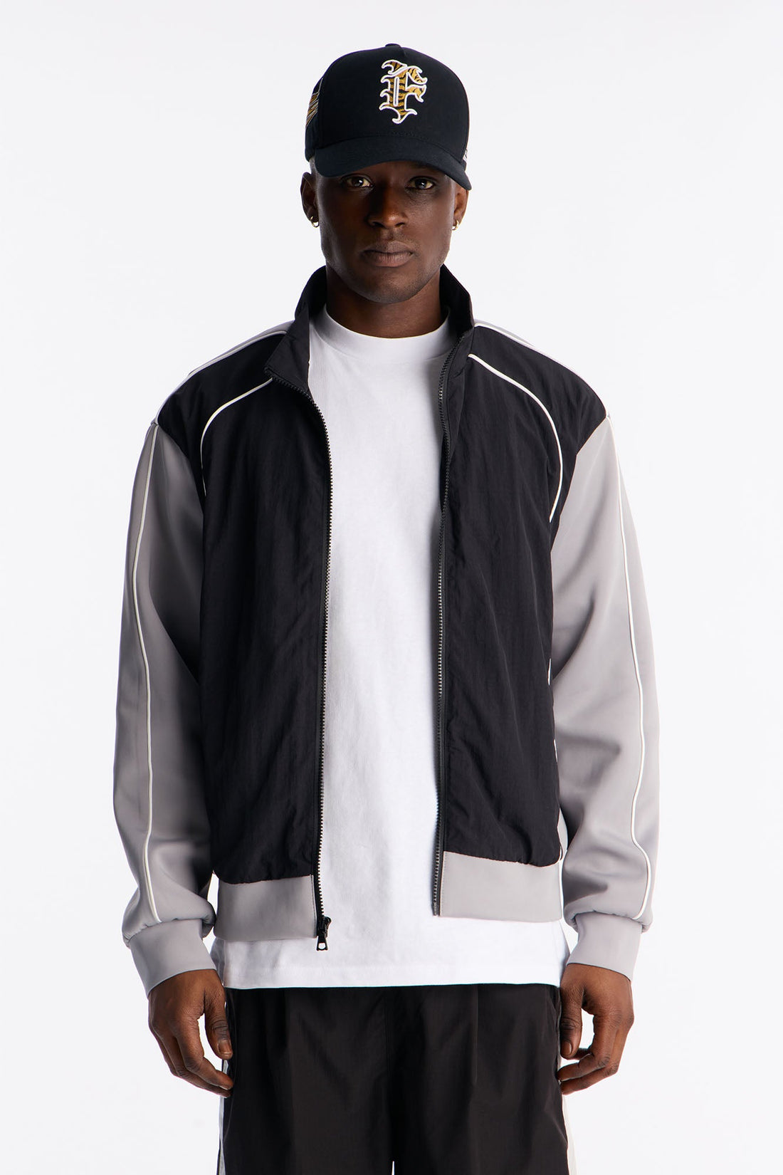 Scuba Fleece Paneled Jacket - Black/Grey