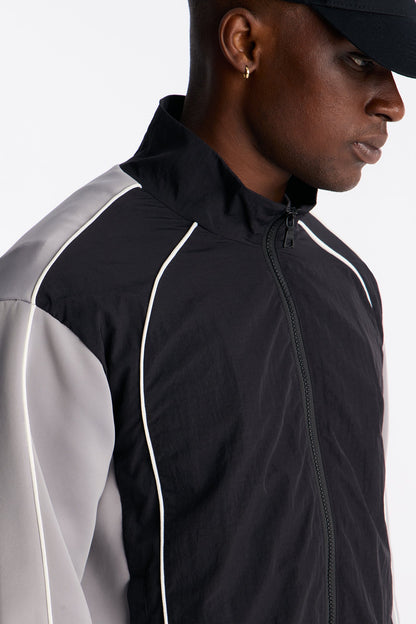 Scuba Fleece Paneled Jacket - Black/Grey