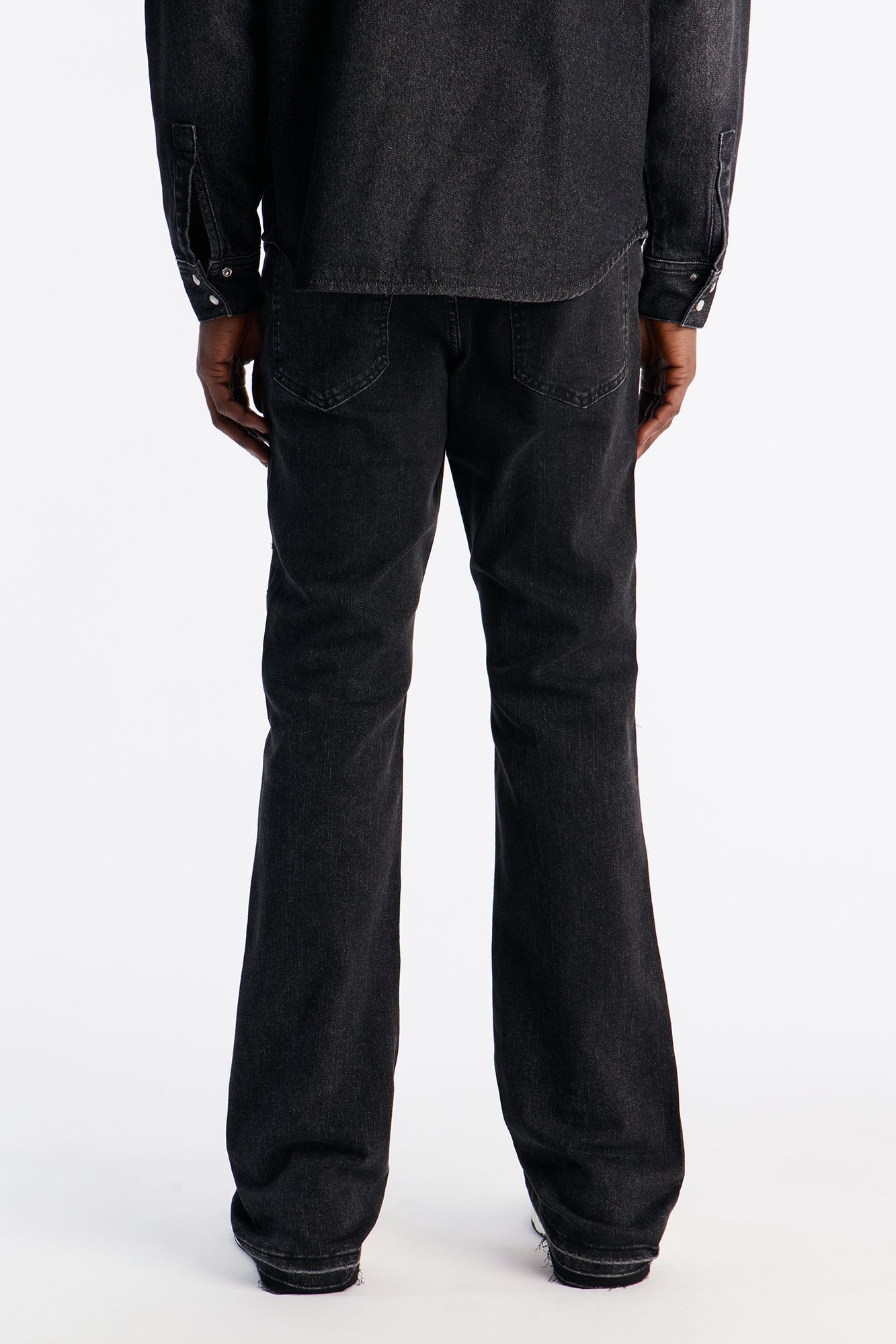 Stacked Skinny Flare Paisley Patch Jeweled Jean - Grey