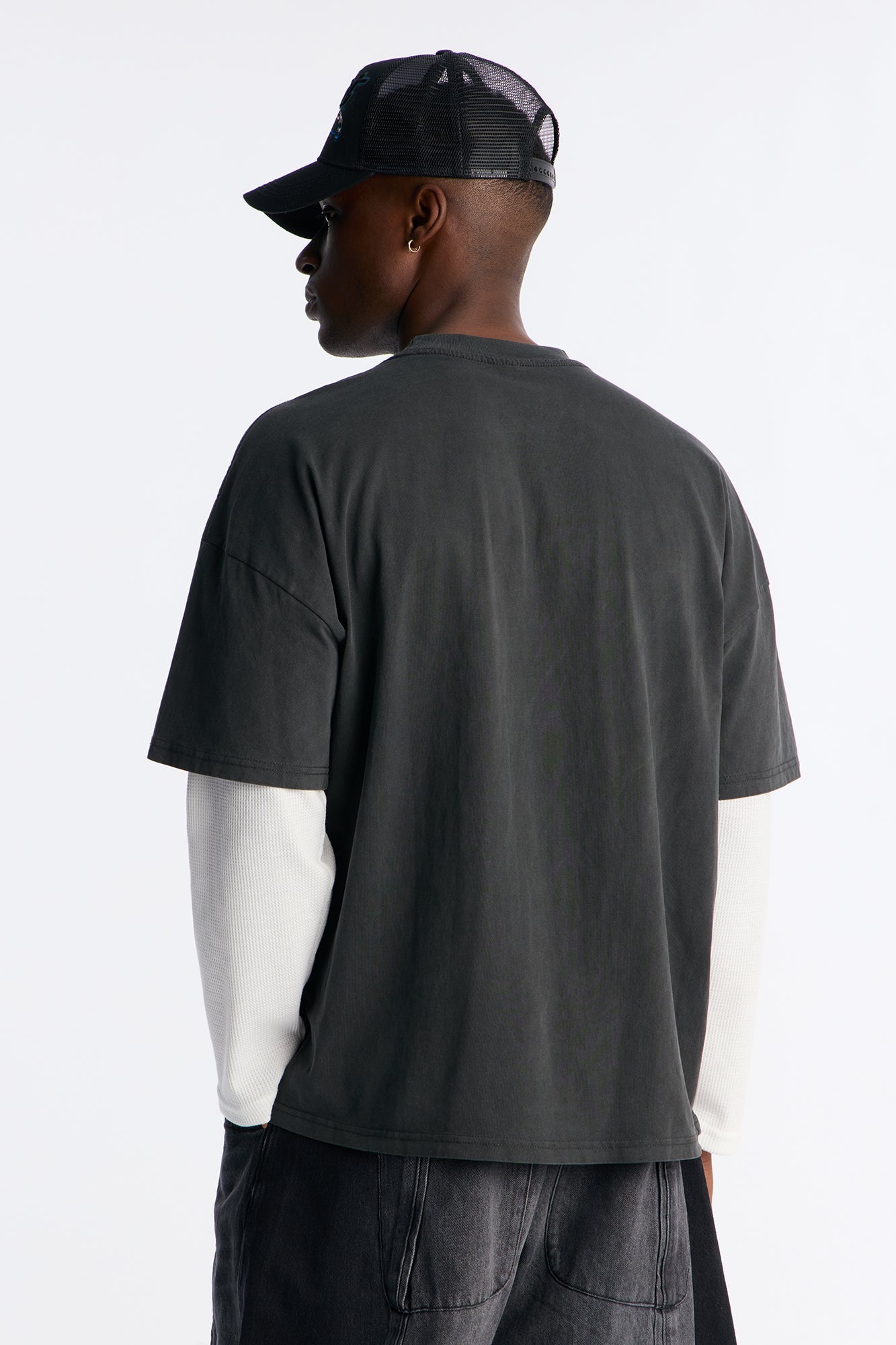 Washed Double Layer Tee - Black Wash