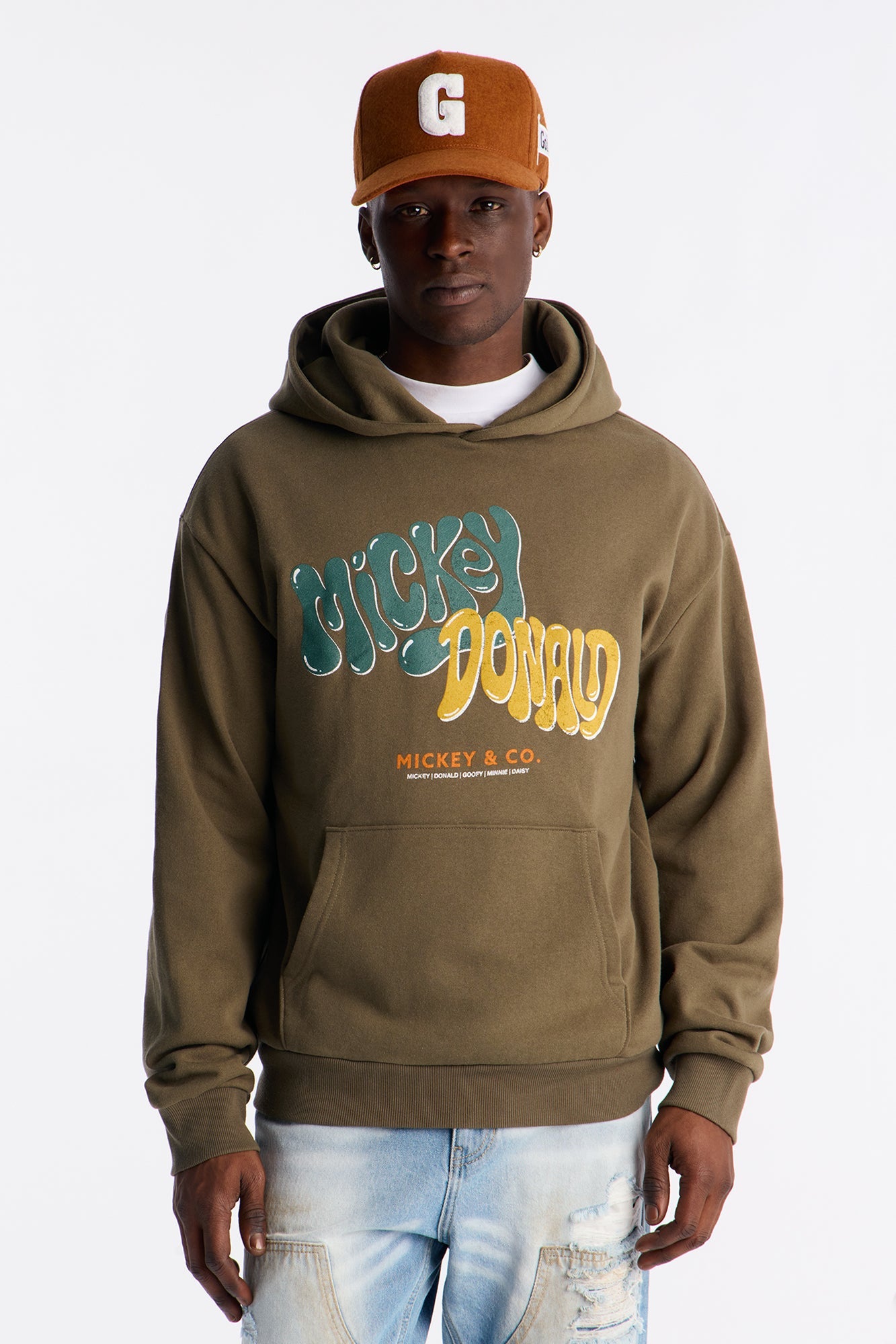 Disney Mickey And Donald Hoodie - Olive