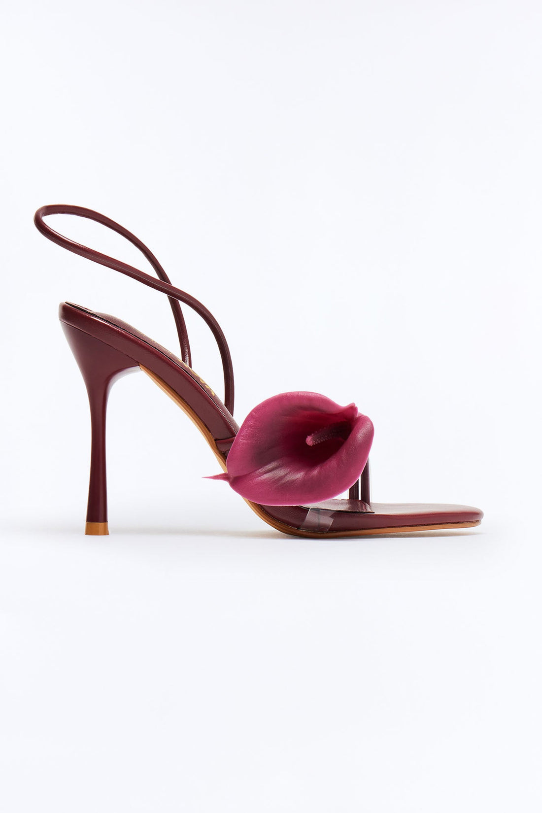 Resort Flower Slingback Heels - Burgundy