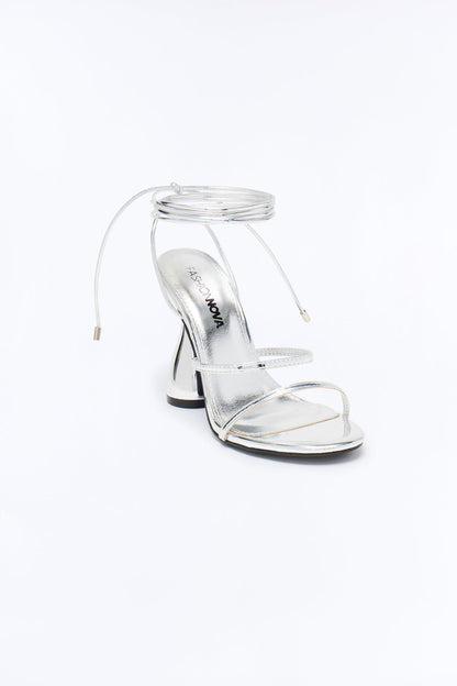 Out And About Wrap Up Heels - Silver