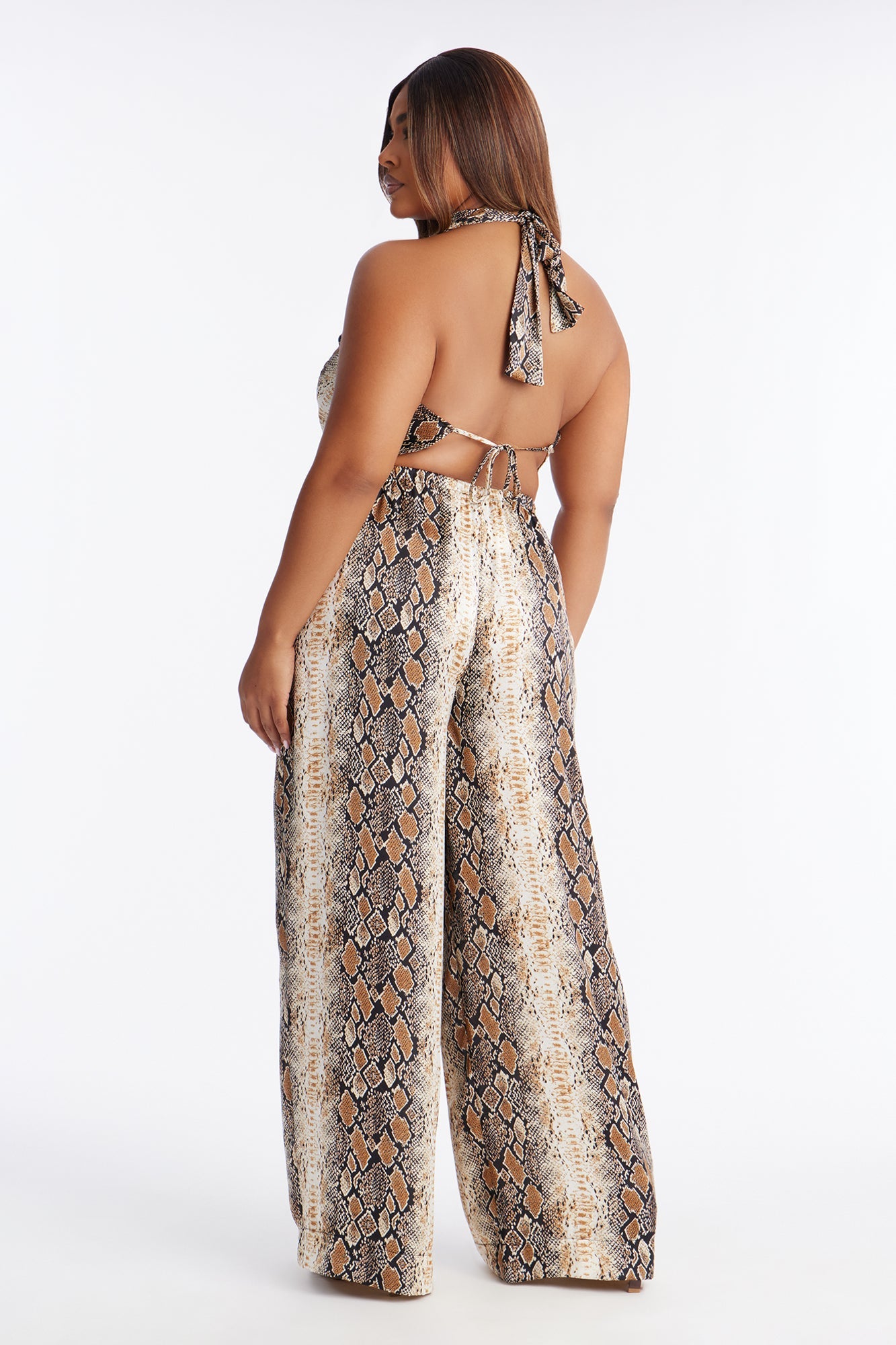 Kaylee Satin Snake Print Pant Set - Black/combo