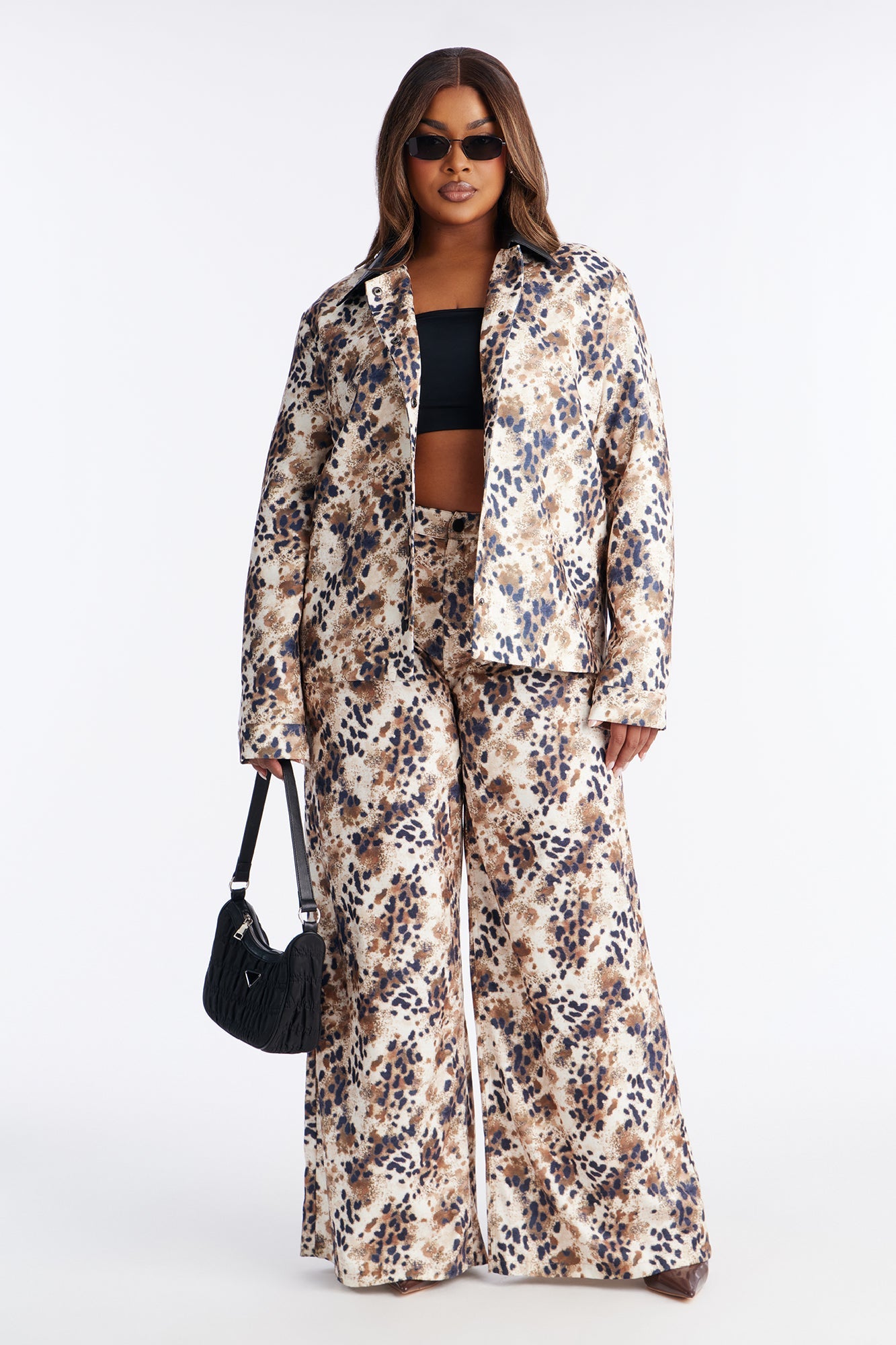 Caught In The Wild Animal Print Pant Set - Brown Combo
