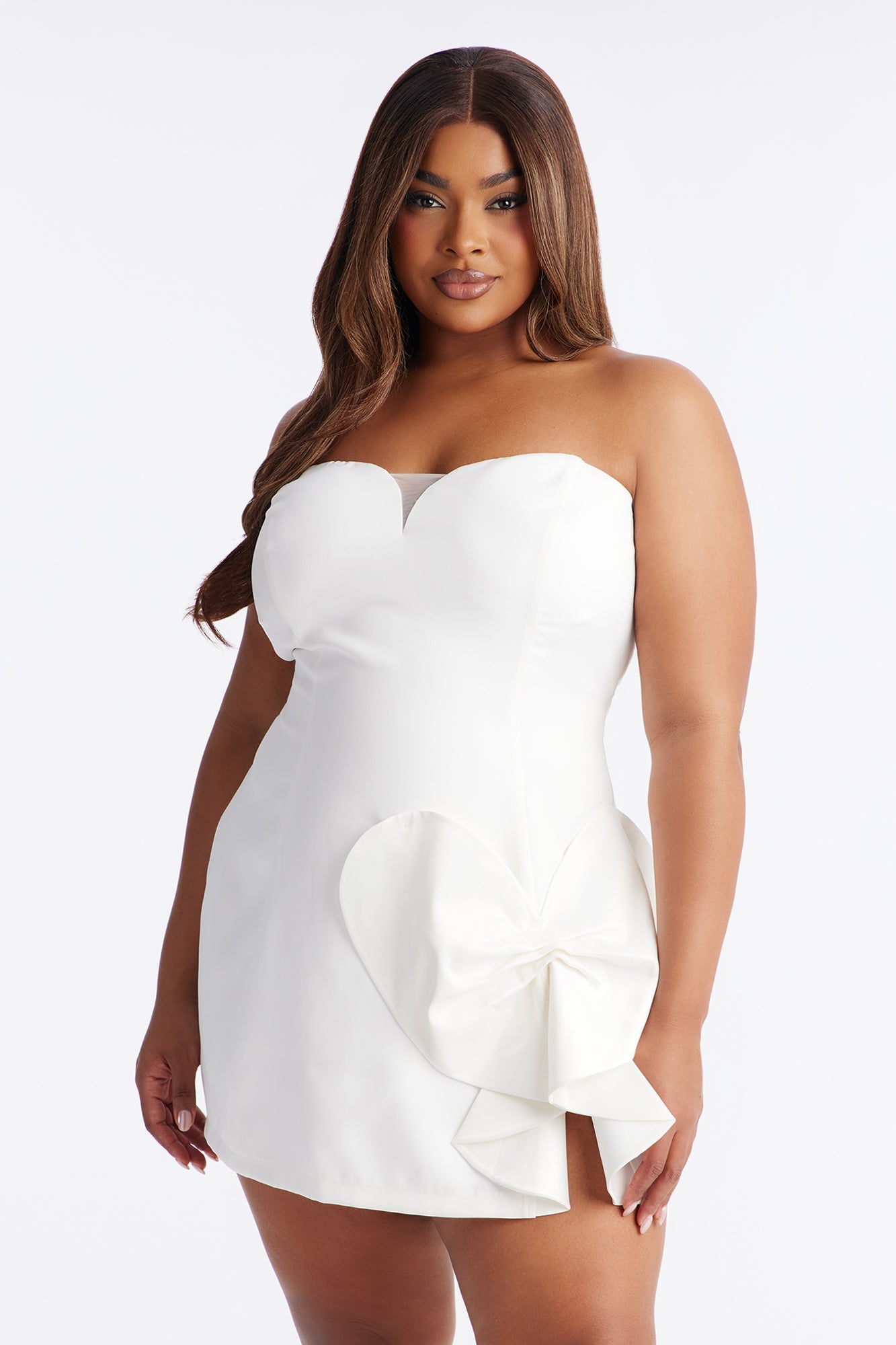 Season Of Love Strapless Crepe Woven Mini Dress - White