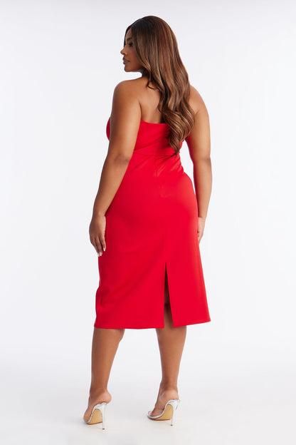 Taryn Twist Scuba Midi Dress - Red