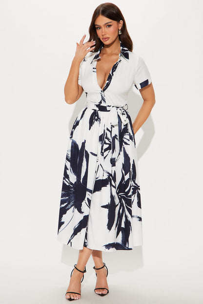 Mel Maxi Shirt Dress - White/Black
