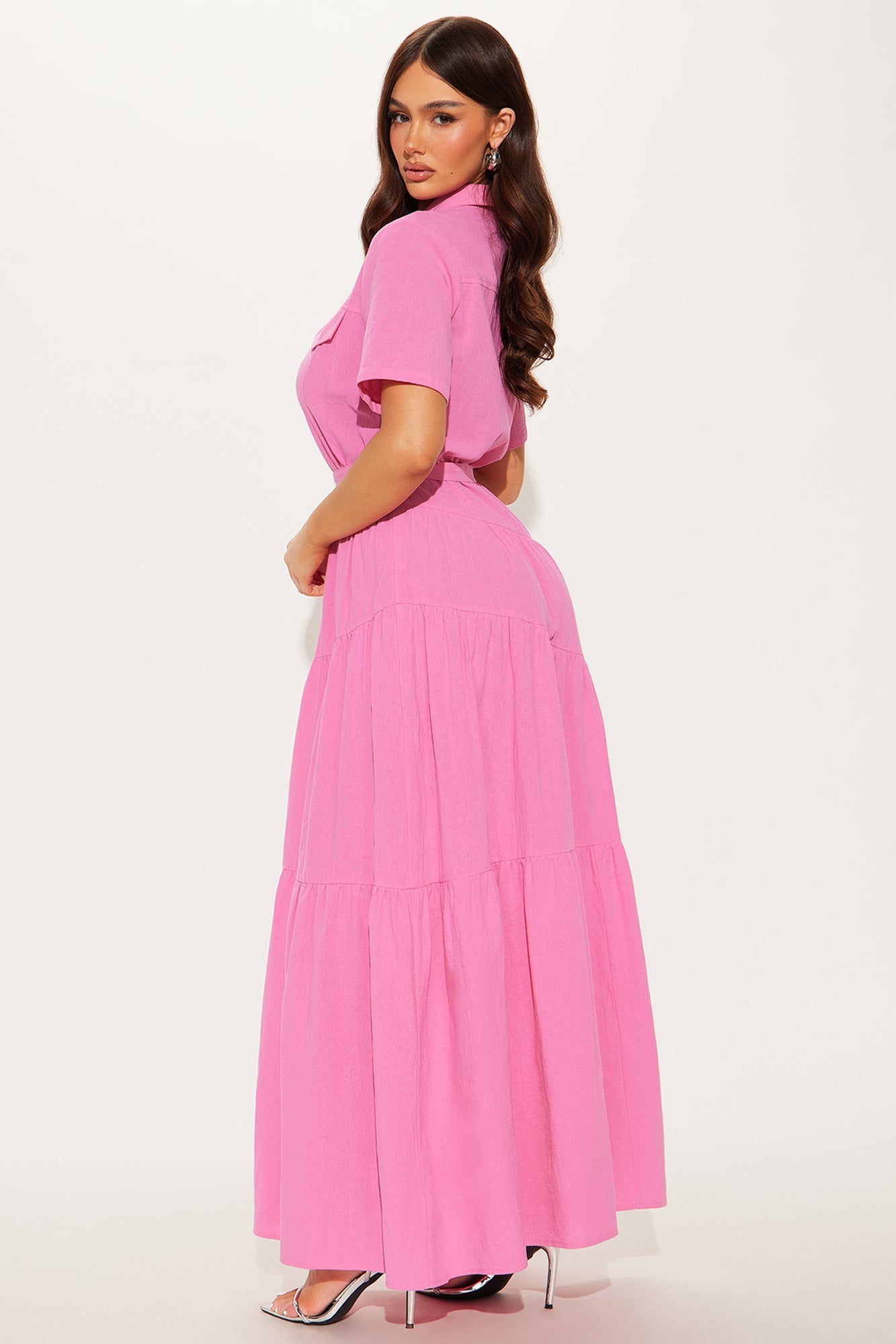 Julia Maxi Shirt Dress - Pink