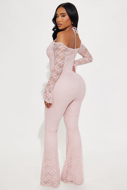 Vibe With Me Lace Jumpsuit - Pink