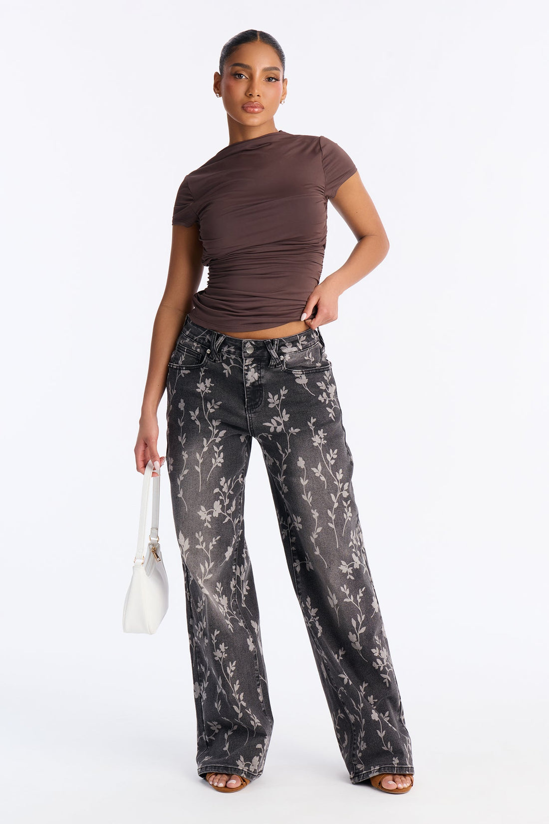 Where Flowers Bloom Stretch Jeans - Grey