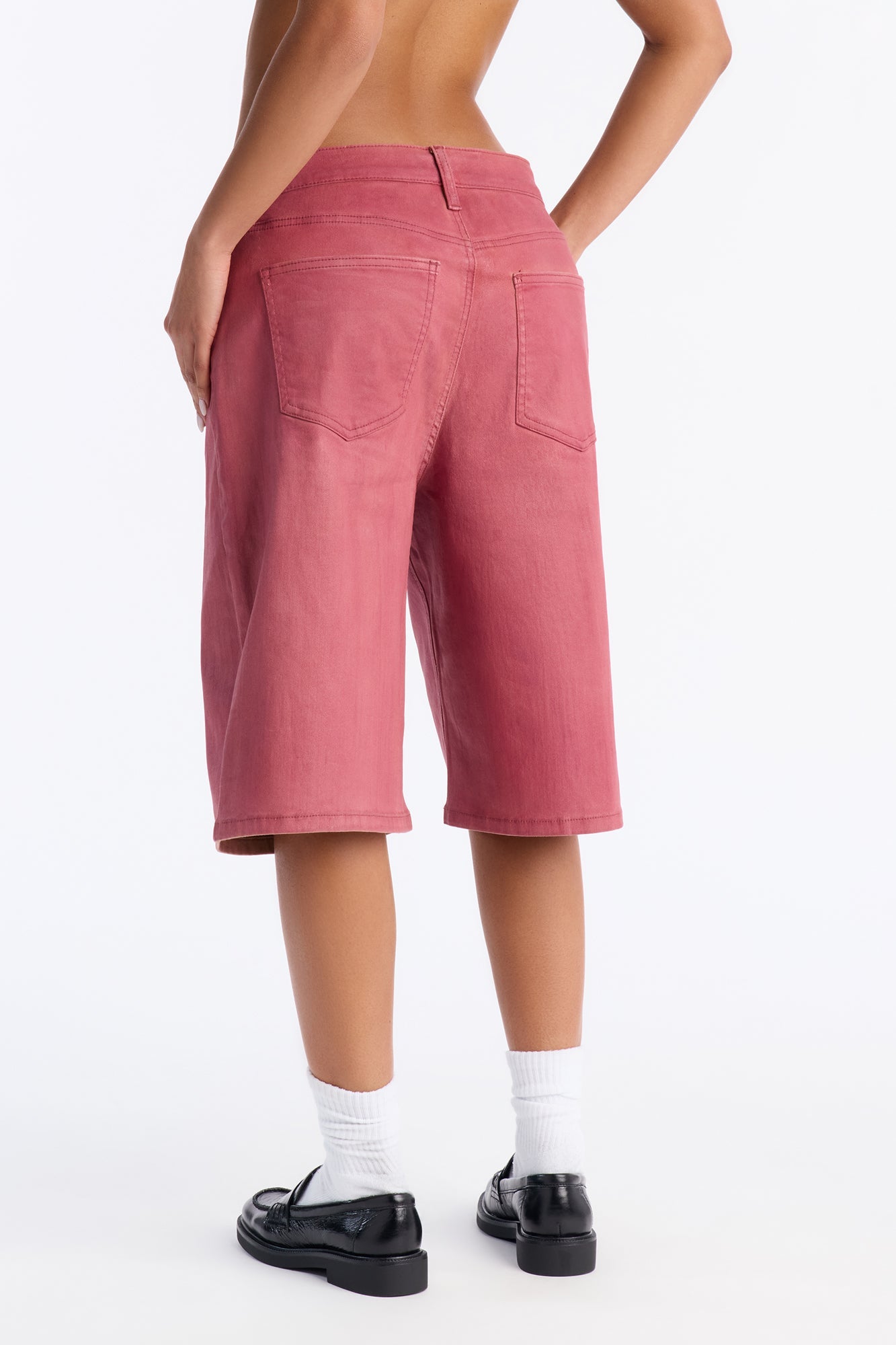 In The Pink Coated Denim Jorts - Pink