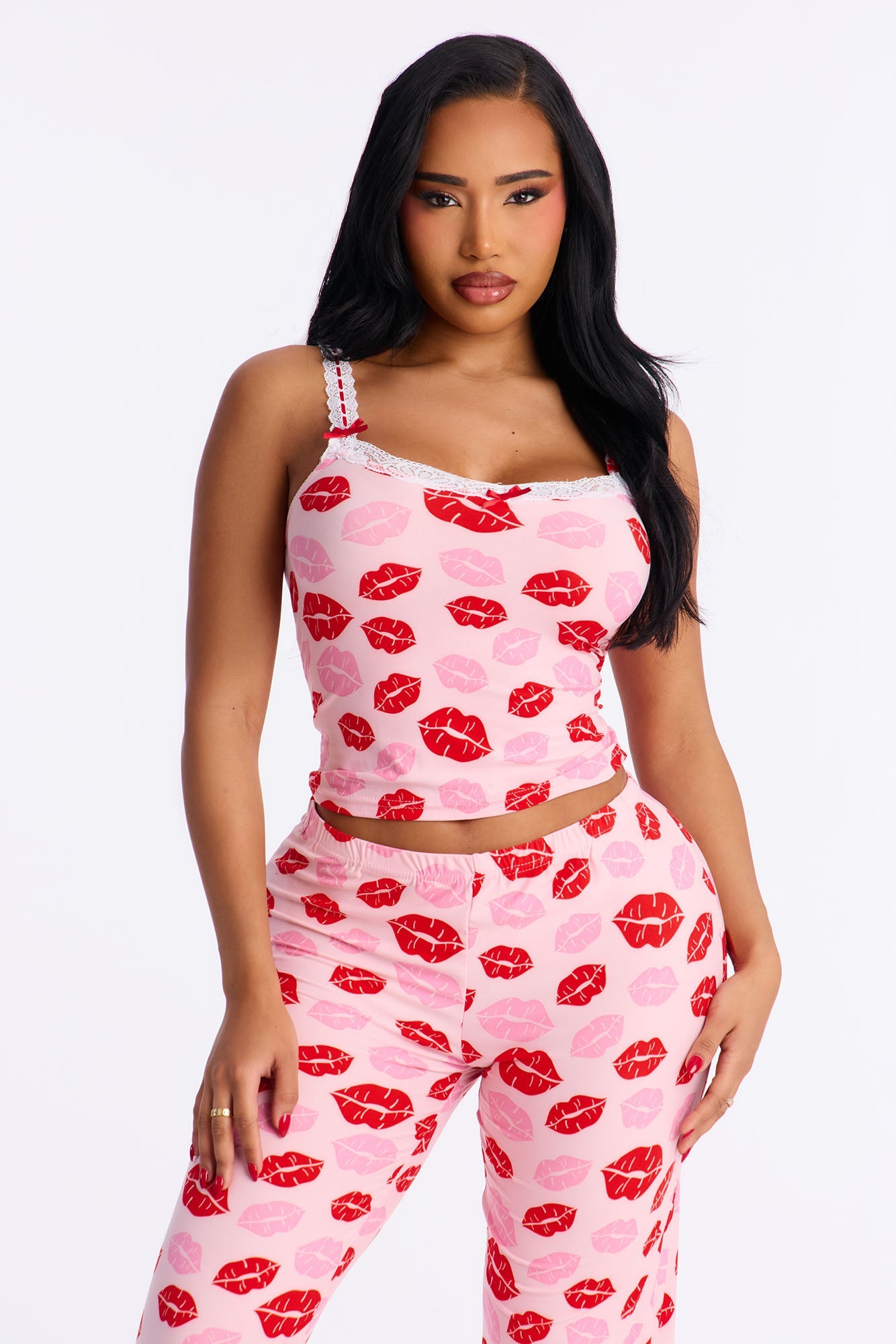 Kisses For You Cami PJ Pant Set - Pink/combo