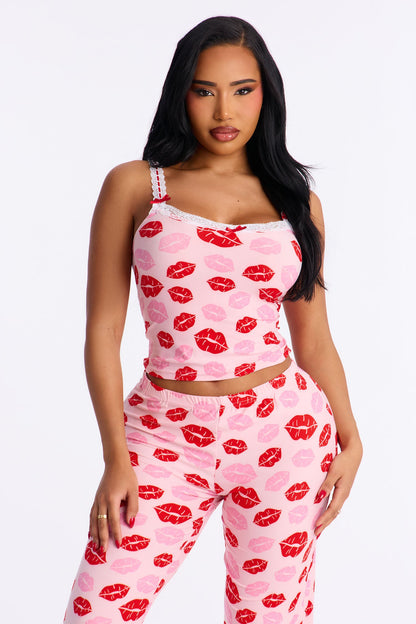 Kisses For You Cami PJ Pant Set - Pink/combo
