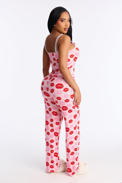 Kisses For You Cami PJ Pant Set - Pink/combo