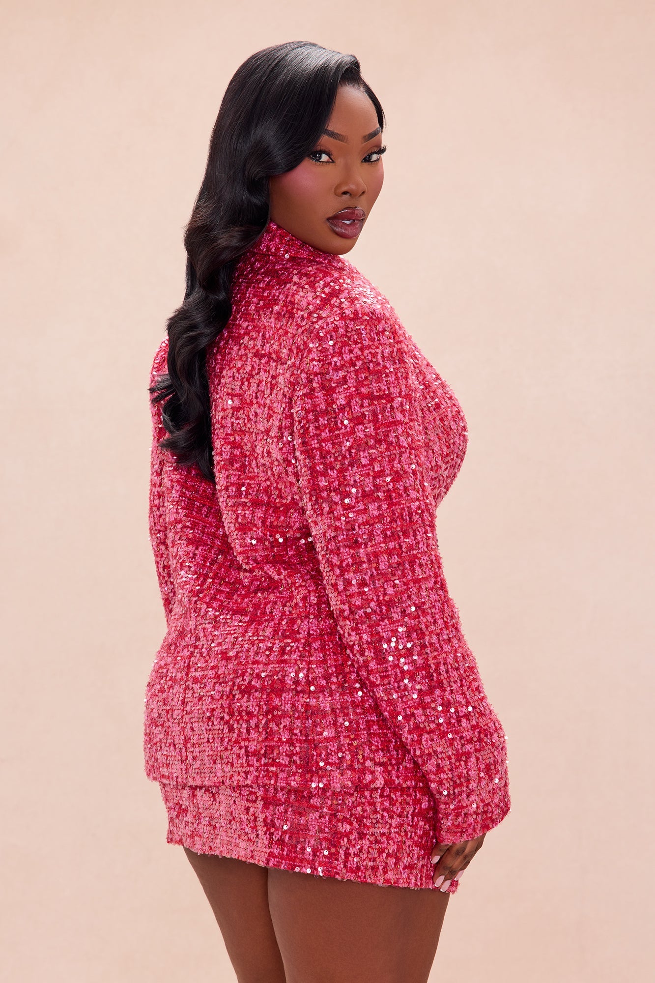 Margot Embellished Tweed Blazer - Hot Pink