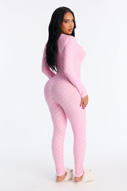 Ready For Bedtime Long Sleeve PJ Jumpsuit Onesie - Pink