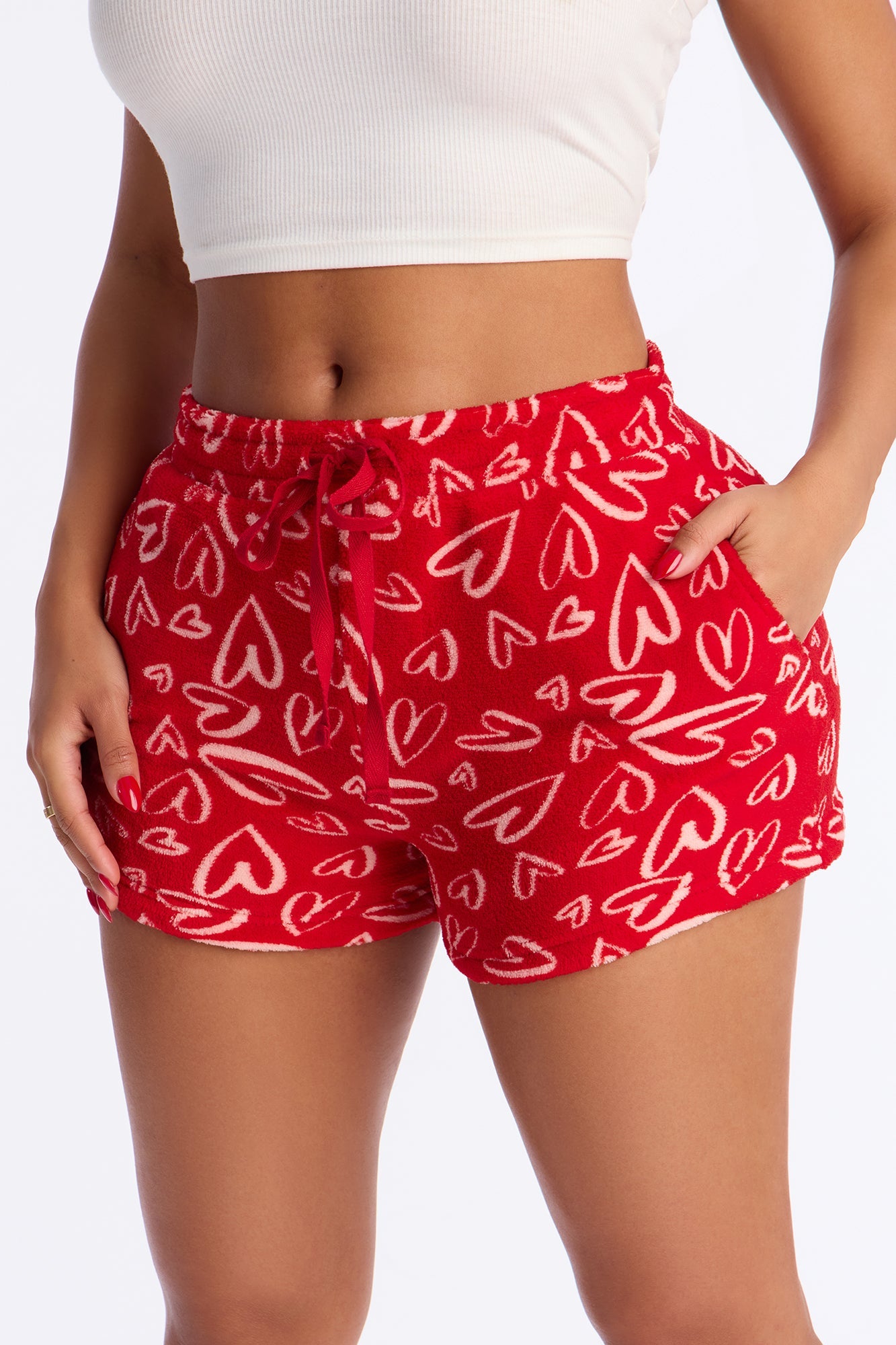 All My Love Plush PJ Shorts - Red