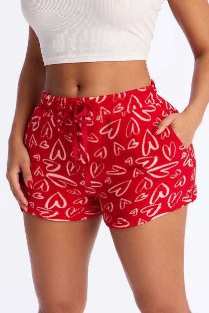 All My Love Plush PJ Shorts - Red