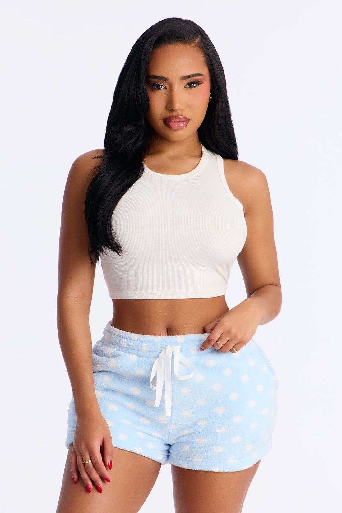 Cozy Mood Plush PJ Shorts - Light Blue