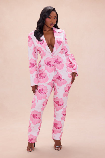 Primrose Blazer Jacquard Set - Pink/combo