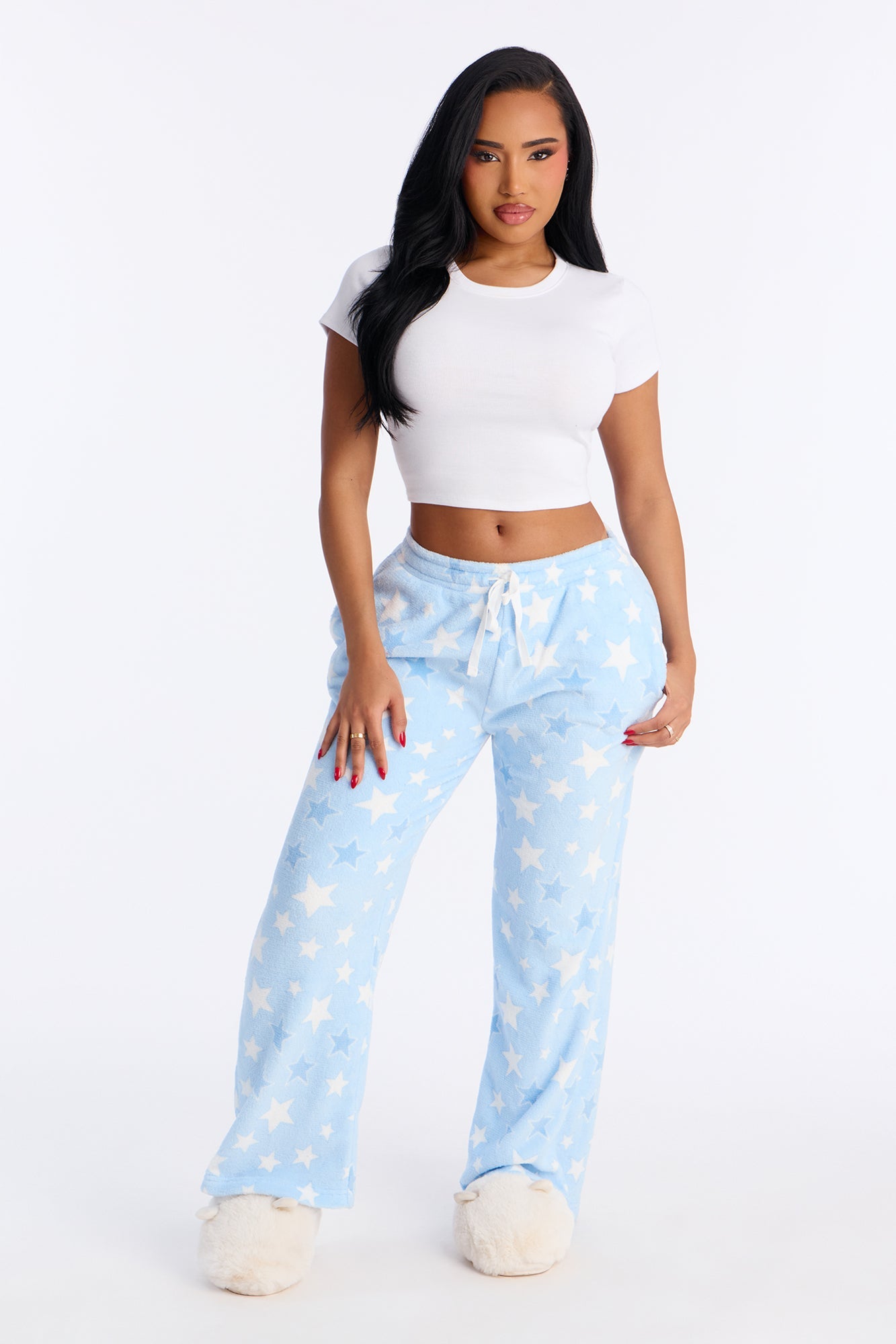Lucky Star Plush PJ Pants - Light Blue