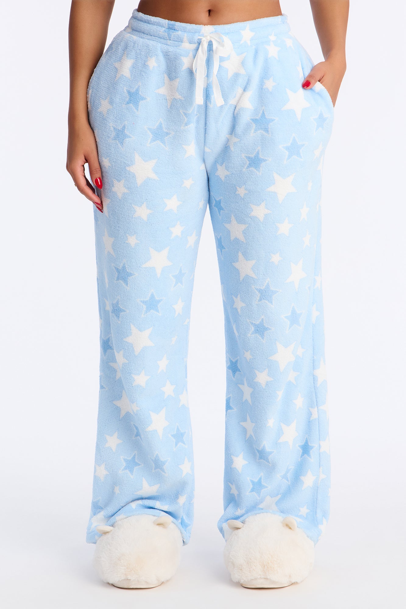 Lucky Star Plush PJ Pants - Light Blue