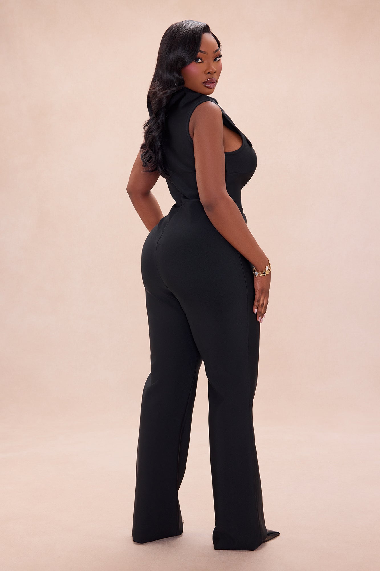 All Business Bandage Jumpsuit - Black