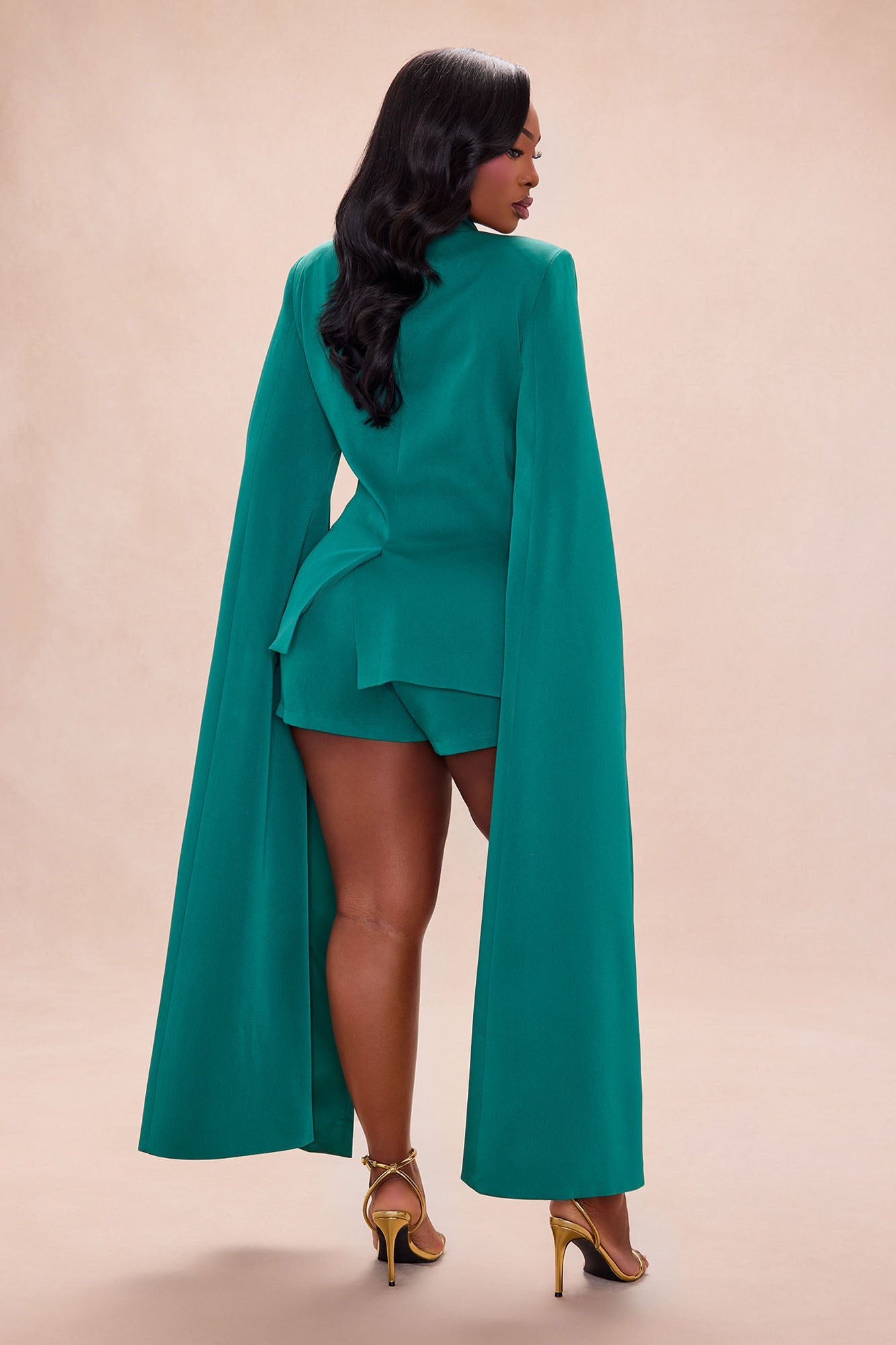 Julienne Draped Blazer Short Set - Emerald