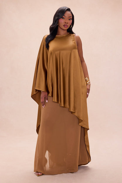 Cosmia Satin Maxi Dress - Mocha