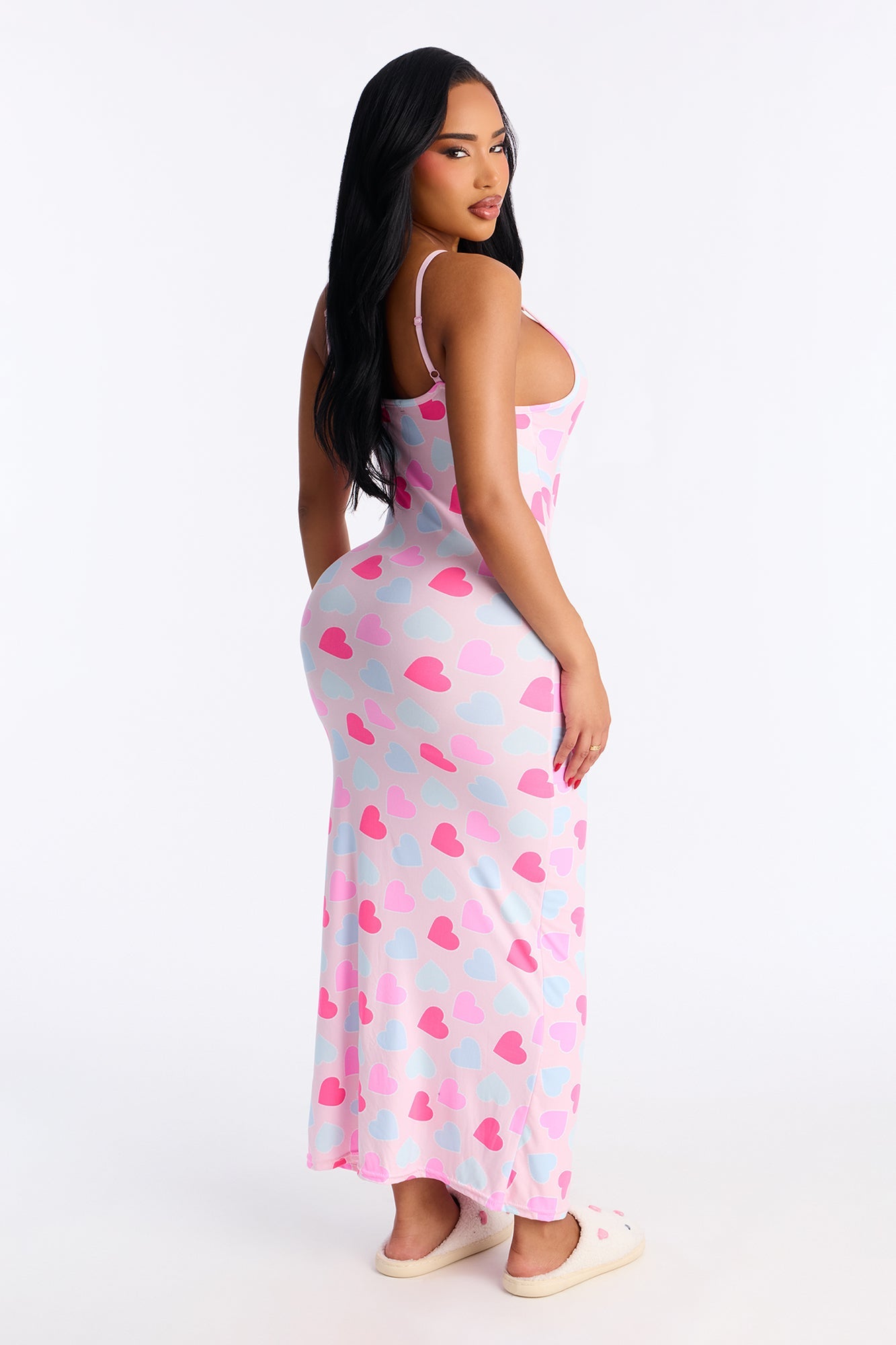Love You Too Maxi PJ Sleep Dress - Pink/combo