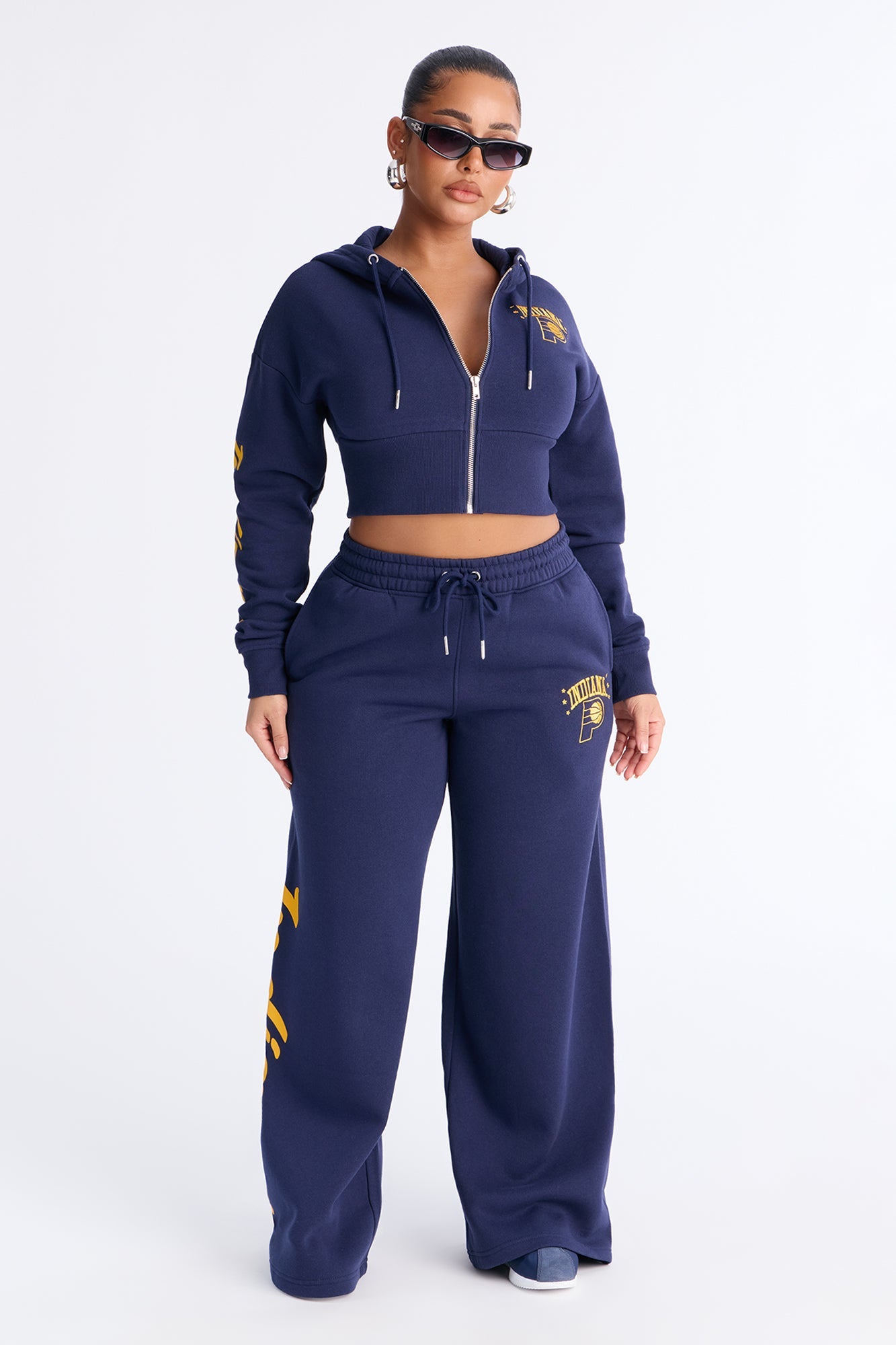 NBA Indiana Pacers Fleece Wide Leg Pants - Navy