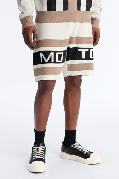 Retro Moto Stripe Sweater Short - Cream