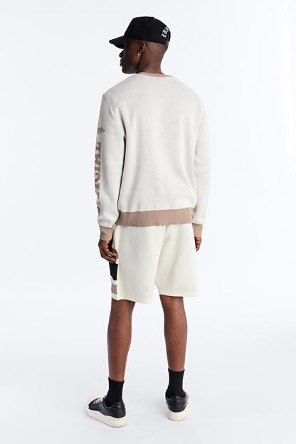 Retro Moto Stripe Sweater Short - Cream
