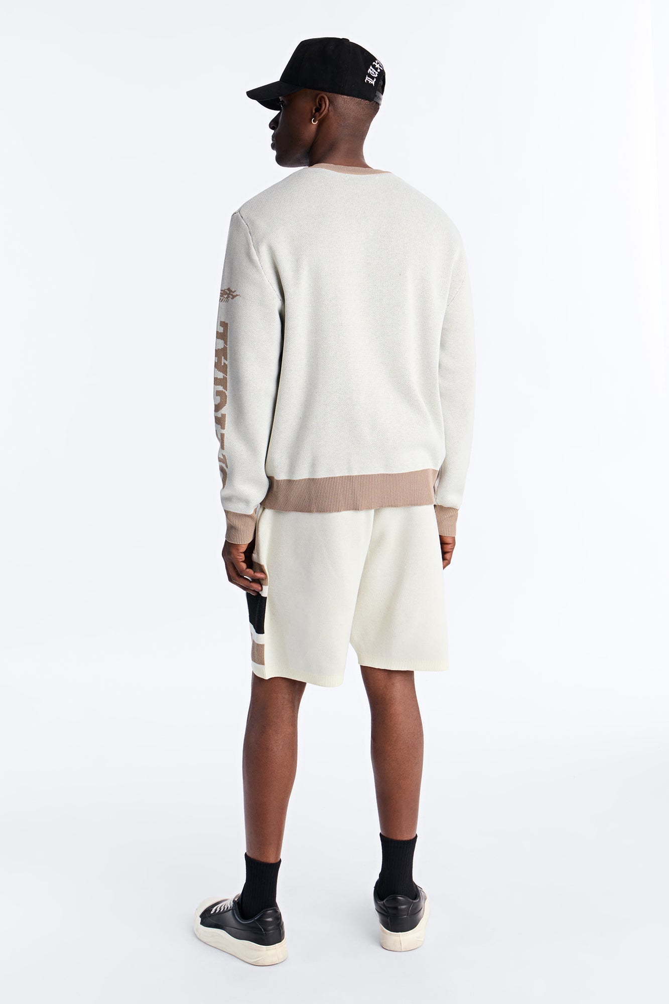 Retro Moto Stripe Sweater Shirt - Cream