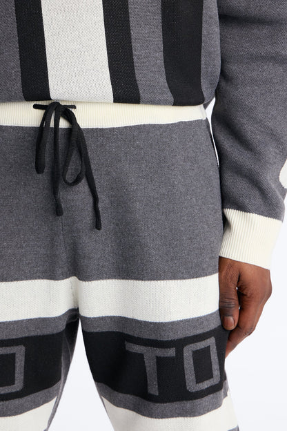 Retro Moto Stripe Sweater Short - Grey